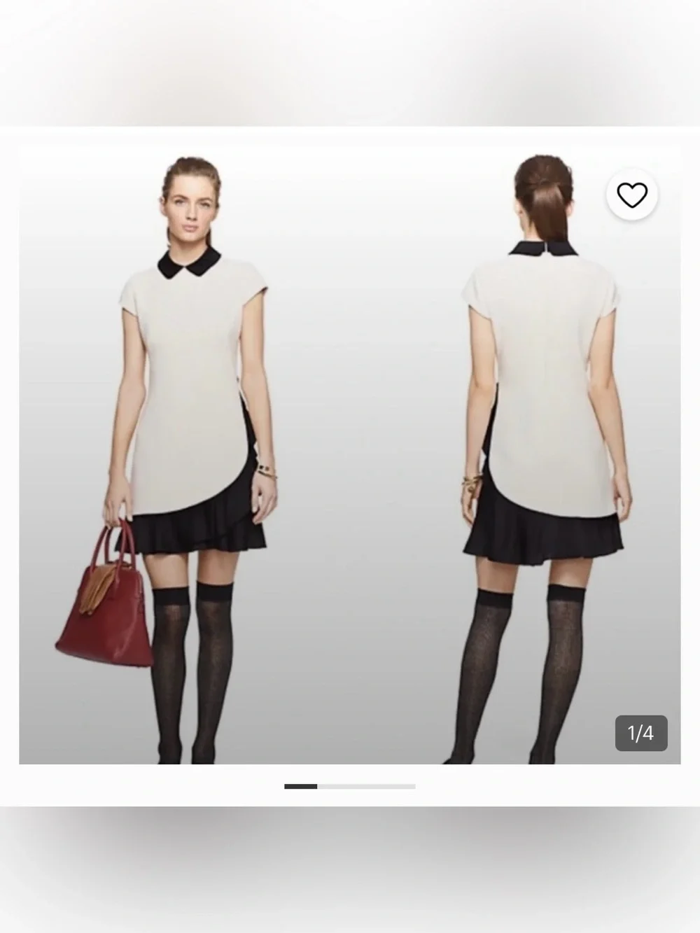 kate spade Black and Cream Peter Pan Collar Two-Tone Mini Dress